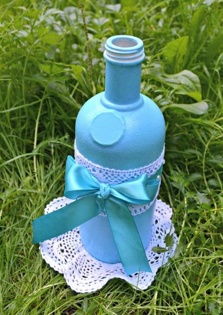 Декор пляшки бірюзовий бриз - ярмарок майстрів - ручна робота, handmade