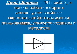 Діод Шотткі принцип роботи характеристики позначення застосування