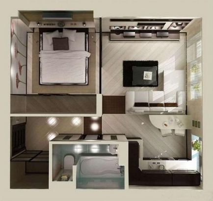 Дизайн однокімнатної квартири хрущовки інтер'єр однушки-студії