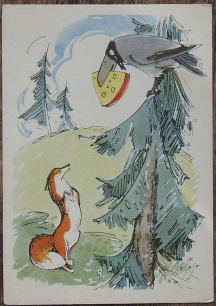Як намалювати байку крилова ворона і лисиця поетапно - байка крилова ворона і лисиця