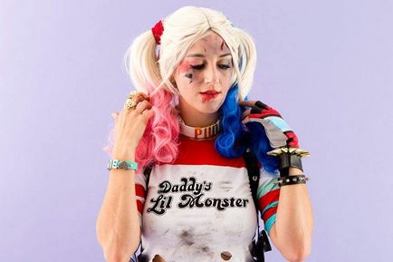 Costum Harley Quinn cu mâinile proprii - clasă master-detaliată cu machiaj și coafura