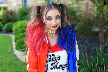 Costum Harley Quinn cu mâinile proprii - clasă master-detaliată cu machiaj și coafura