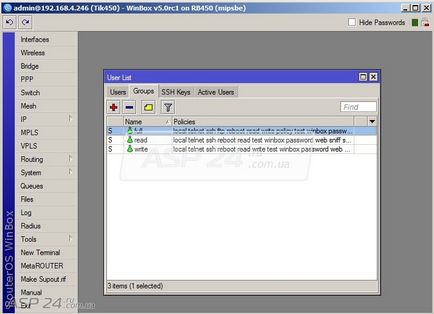 Mikrotik, managementul utilizatorilor