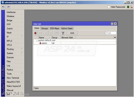 Mikrotik, managementul utilizatorilor