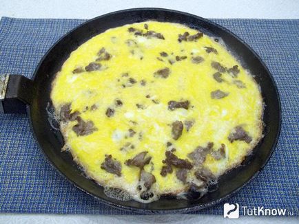 Omelet cu carne și brânză pas cu pas