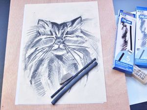 Малюємо вугіллям портрет кота - ярмарок майстрів - ручна робота, handmade