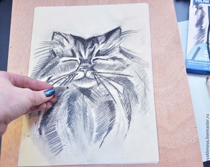 Rajz faszén portré a macska - Fair Masters - kézzel készített, kézzel készített