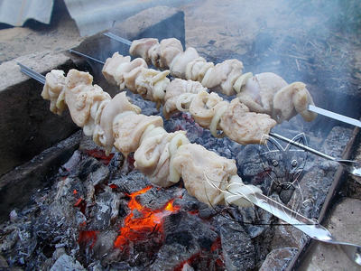 Shish kebab de la pui - gătiți la miez