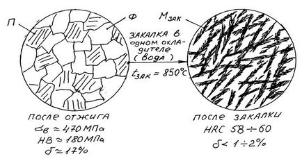 Structura oțelului după întărirea și temperarea oțelului 3, oțel 50, 60, 65