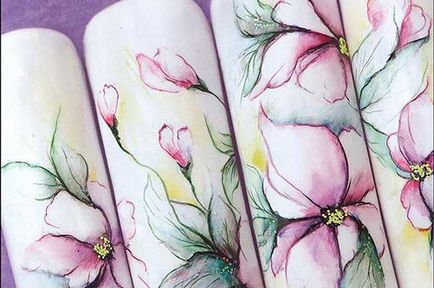Акварельний розпис нігтів ніжний дизайн для ніжних натур, красиві нігті - додаток твого образу