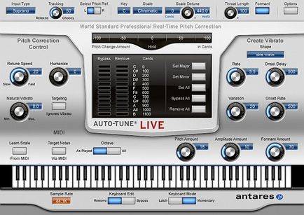 Antares auto-tune live - плагін для корекції інтонації при живому виконанні, prosound