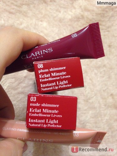 Блиск для губ clarins eclat minute - «08 plum shimmer і 03 nude shimmer - кремові солодощі для