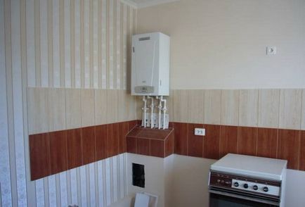 Design de bucătărie cu boiler pe perete