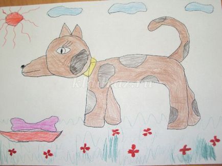 Як намалювати собаку кольоровими олівцями покроково з фото для дітей 4-5 років