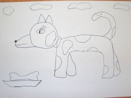 Cum de a desena un câine în creioane color pas cu pas cu o fotografie pentru copiii de 4-5 ani