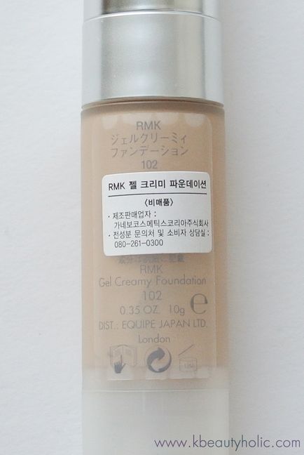 Kbeautyholic японська тональна основа rmk gel creamy foundation 102, відгук і Свотч