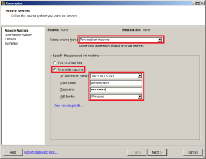 Conversia sau migrarea serverelor fizice în vmware esxi prin intermediul convertorului vmware independent