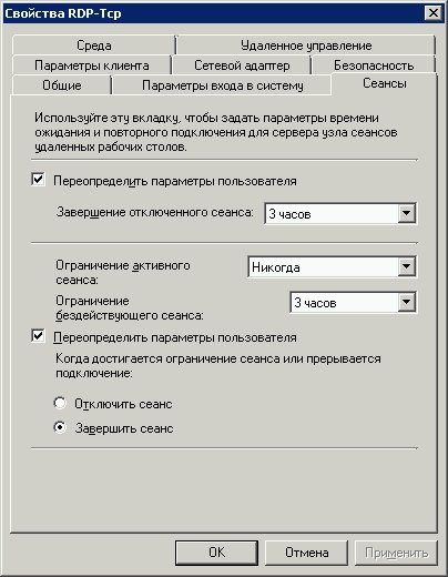 Налаштування лімітів rdp-сесій