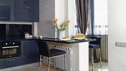 Combinația dintre designul de bucătărie și loggia și interiorul spațiului combinat