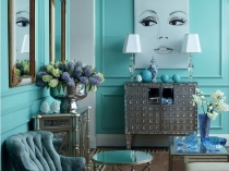 Огляд кімнат з блакитними шпалерами, фото інтер'єру вітальні, кухні, спальні та дитячої з шпалерами в