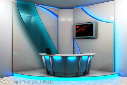 Design de studio de televiziune, peisaje din plexiglas pentru studiouri TV