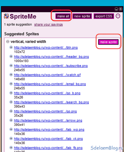 A fényképek Optimization, vagy hogyan lehet egy css-sprite, létrehozása, testreszabása és támogatása oldalak