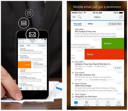 Outlook pentru ios a învățat să lucreze cu documente de birou