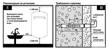 Részletes kapcsolási diagram a fűtőelem a hálózati vízellátás és