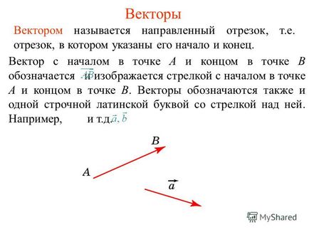 O prezentare a vectorilor de către un vector este un segment direcționat, t