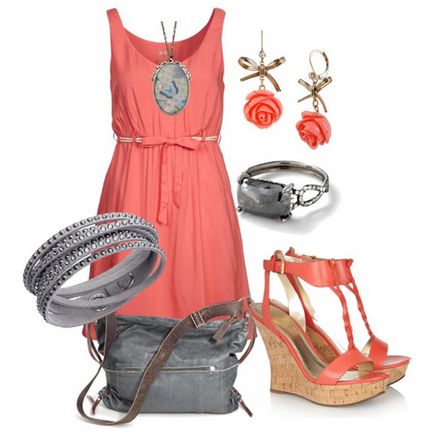 Pantofi și accesorii pentru o rochie de coral care se potrivesc la absolvire, ce culoare, fotografie, bgfashion