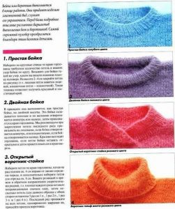 Învățarea de a guler tricot cu ace de tricotat cu diagrame și descrieri