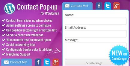 Wordpress pop-up fereastră modal, plug-in pop-up form