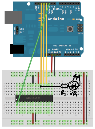 Atmega8 Arduino firmware loader keresztül Arduino IDE, ismerős c avrdude