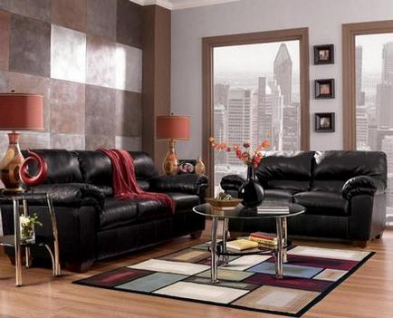 Fekete kanapé a belső - a tét elegancia, Domfront