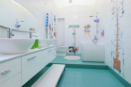 Tervezés Gyermek fürdő - fürdő külső és WC-vel, 105 fénykép