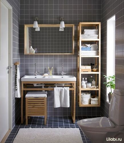 Дизайн інтер'єру сірою ванної кімнати сірі стіни у ванній, сіра плитка та підлога, фото