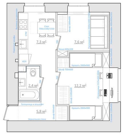 One-room design apartament de brainstorming și concept