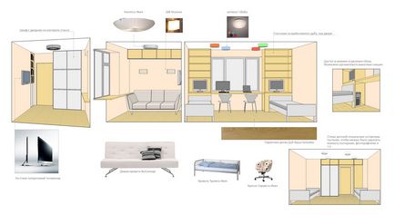 One-room design apartament de brainstorming și concept