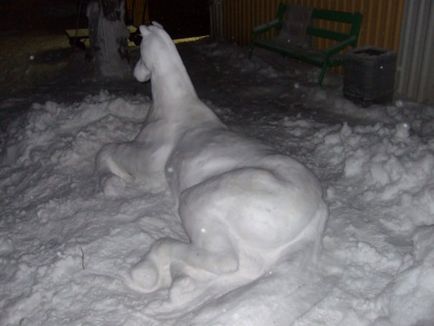 Az ábra egy lovat a havat a kezüket