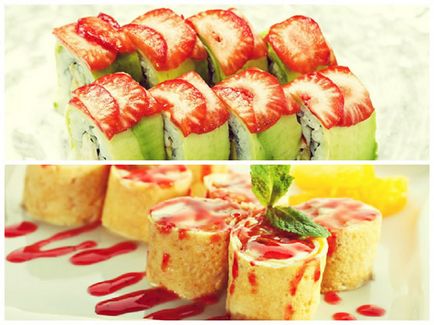 Sushi de fructe și rulouri pentru desert