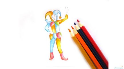 Як намалювати арлекино кольоровими олівцями