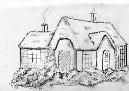 Cum de a desena o casă frumos și ușor cu un creion în etape - cum să atragă o casă desen o casă cu un creion