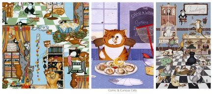 Komikus macska, macskák és kiscicák (képregény - kíváncsi macska), köszönhetően a Linda és Jane Smith - Enesco -