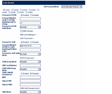 Configurarea gateway-ului goip-8