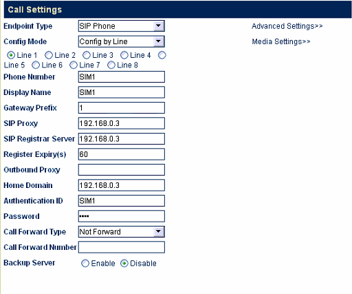 Configurarea gateway-ului goip8 voip-gsm