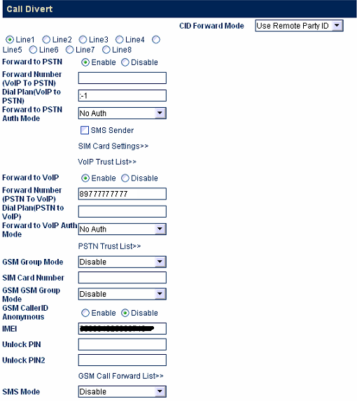 Configurarea gateway-ului goip8 voip-gsm