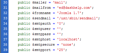 Áttekintés fájl Joomla! (Configuration.php) Áttekintés fájl Joomla!
