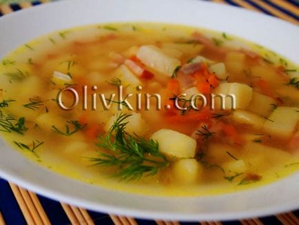 Inkrementális leves recept Ham (Ham) Lépésről lépésre recept készítésére leves sonkával