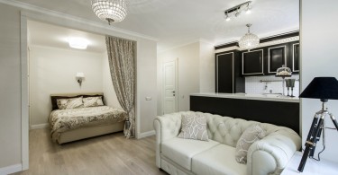 Designul practic al unui apartament cu o cameră pentru o familie de 3 persoane