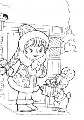Coloring Snow Maiden, Anul Nou, pom de Crăciun, cadouri, descărcați și tipăriți-vă gratuit